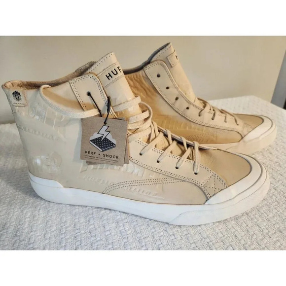 NWT HUF x Thrasher Leather Embossed Hi-Top Sneakers - Men's 11.5 - Picture 1 of 11